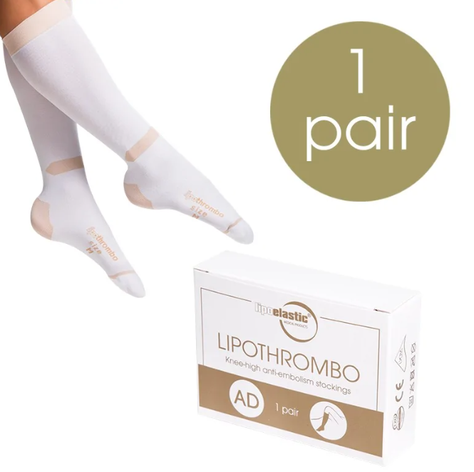 LipoThrombo AD - Kniehoge anti-embolie kousen - wit - unisex - paar