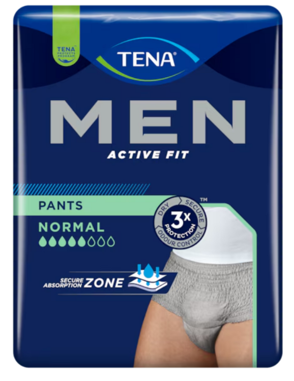 Tena Men - Active Fit - incontinentieondergoed - grijs - normal - maat S/M - 12 stuks